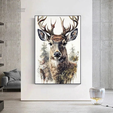 Minimalist Deer Art Print - Nature Canvas Decor - InspiredGrabs.com